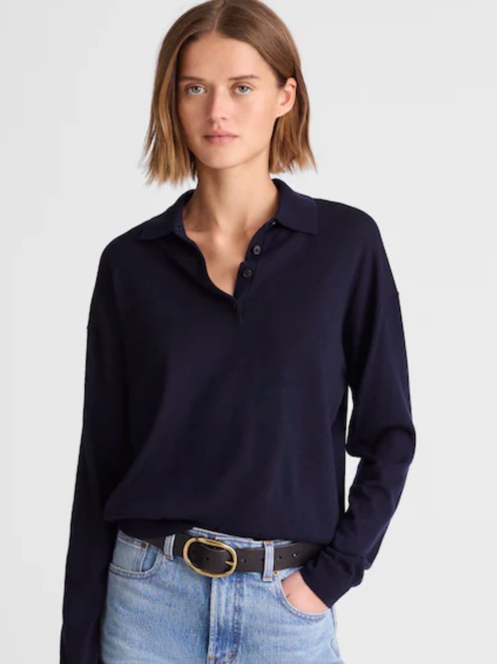 Madewell Drop-Shoulder Polo Sweater M NWT Merino Wool